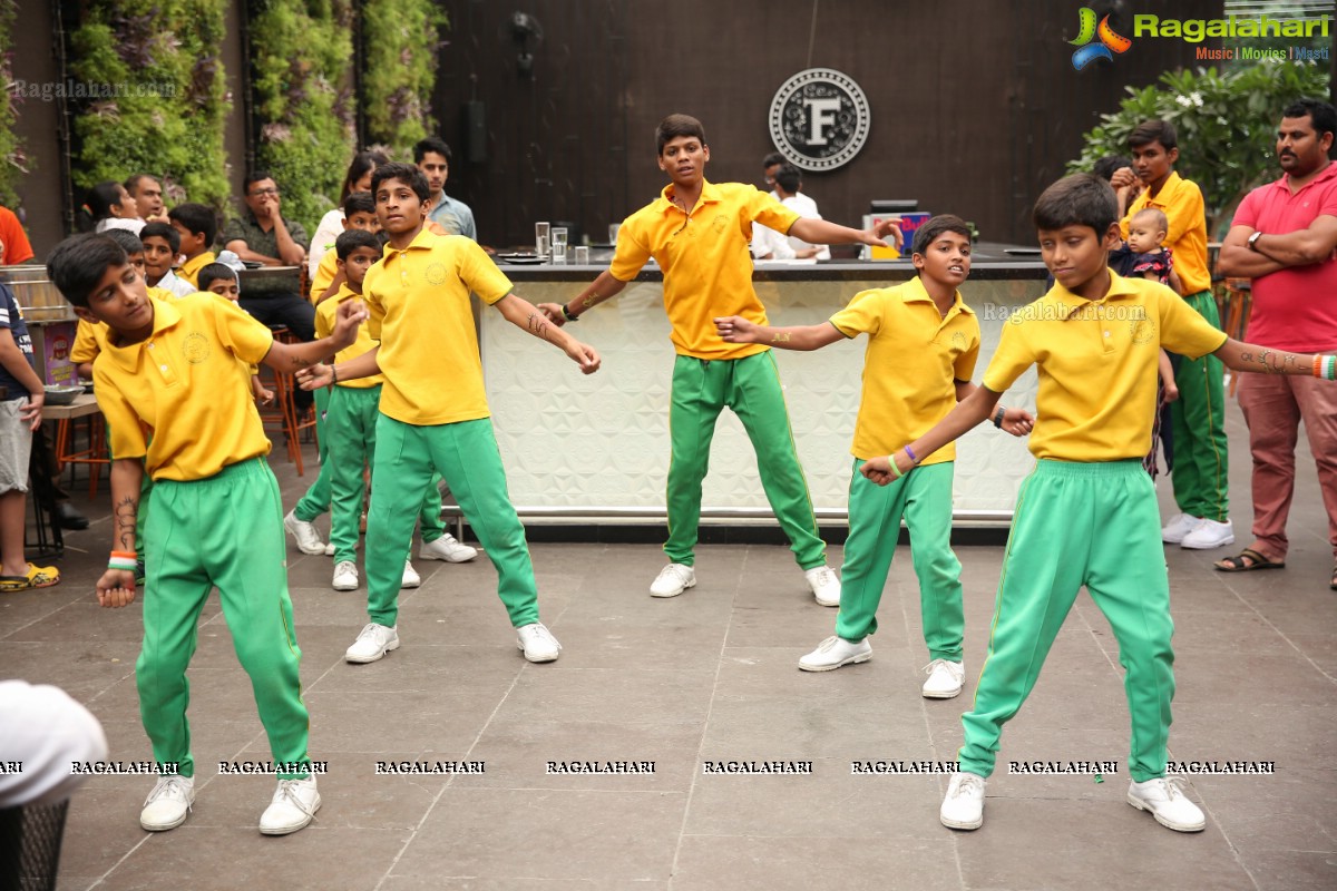 Vijay Deverakonda at Independence Day Celebrations with Kids from Valmiki Foundation at Farzi Cafe