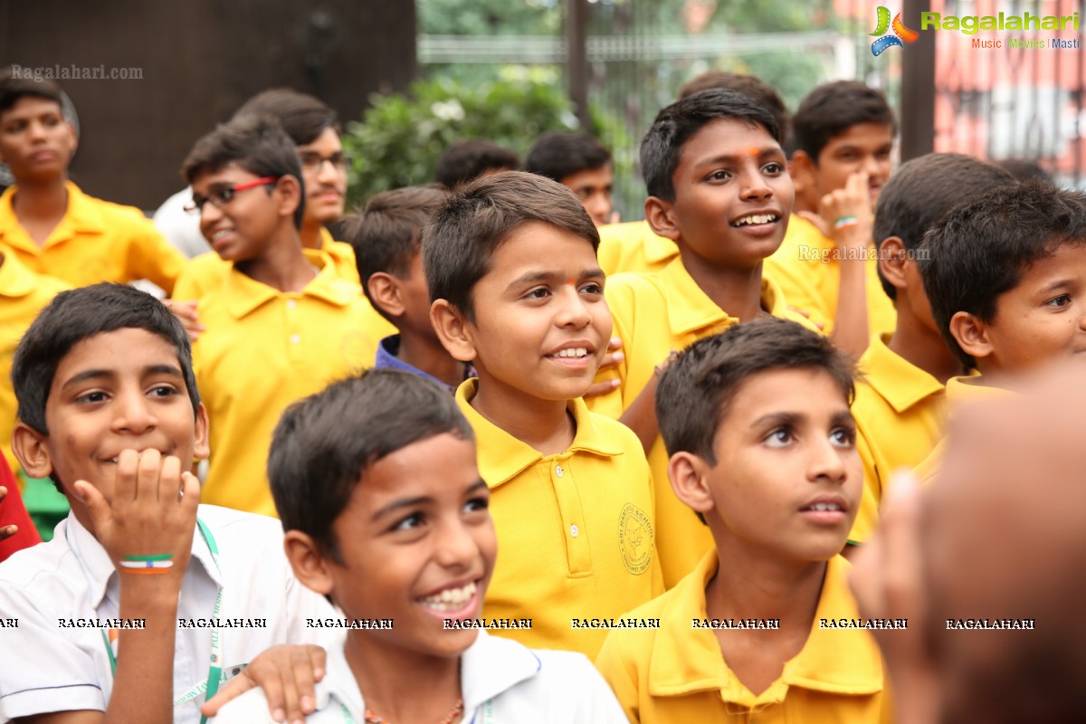 Vijay Deverakonda at Independence Day Celebrations with Kids from Valmiki Foundation at Farzi Cafe