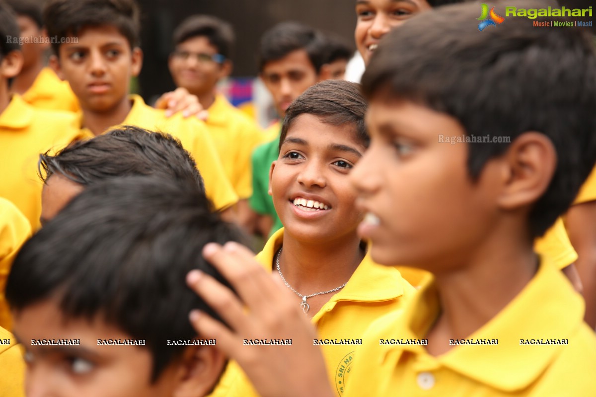 Vijay Deverakonda at Independence Day Celebrations with Kids from Valmiki Foundation at Farzi Cafe