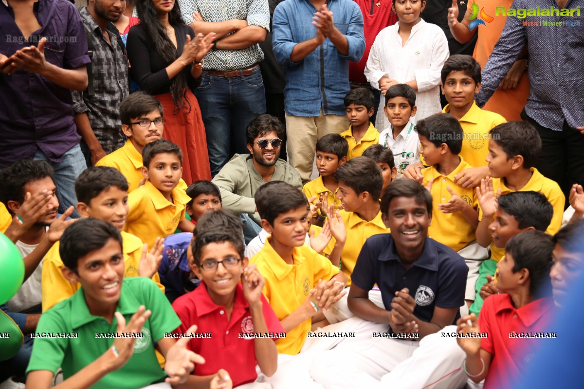 Vijay Deverakonda at Independence Day Celebrations with Kids from Valmiki Foundation at Farzi Cafe