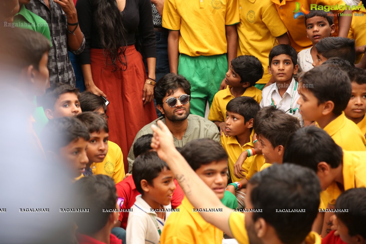 Vijay Deverakonda at Independence Day Celebrations with Kids from Valmiki Foundation at Farzi Cafe