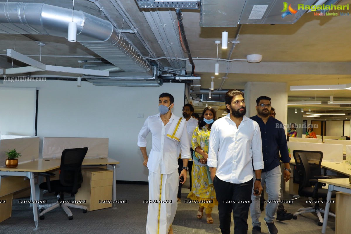 Allu Arjun and Vijay Devarakonda at aha's New Office Pooja Ceremony