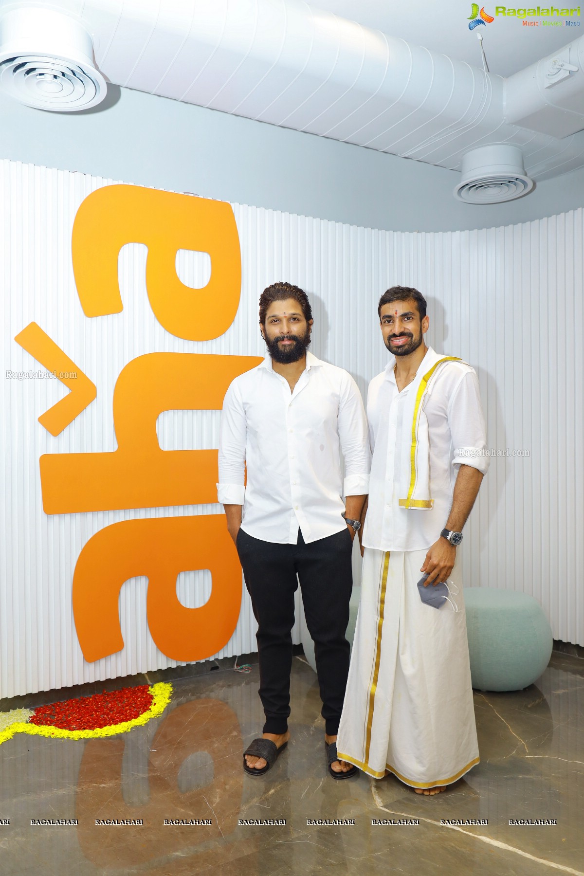 Allu Arjun and Vijay Devarakonda at aha's New Office Pooja Ceremony