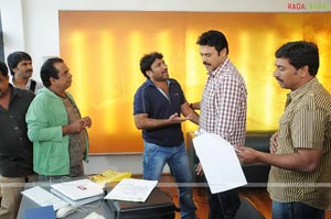 Namo Venkatesa Working Stills