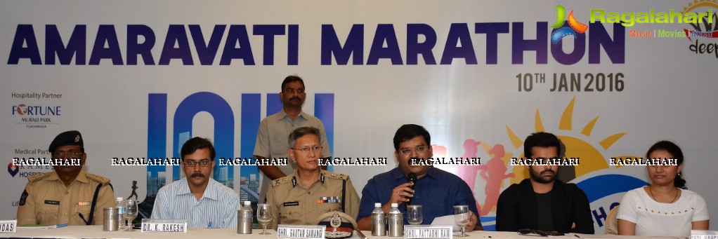 Ram Pothineni and Koneru Hampi at Amaravathi Marathon Press Meet