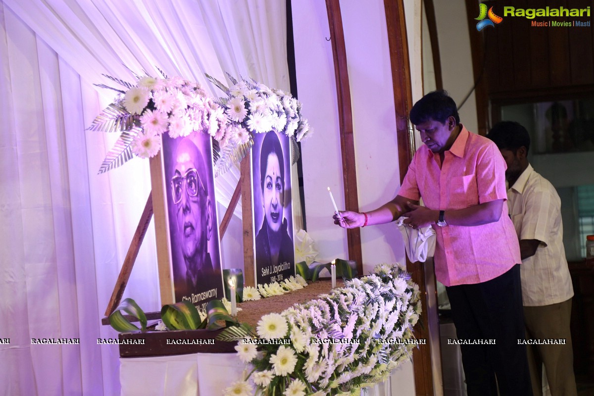 Nadigar Sangam Mourning Meeting for Jayalalithaa and Cho Ramaswamy