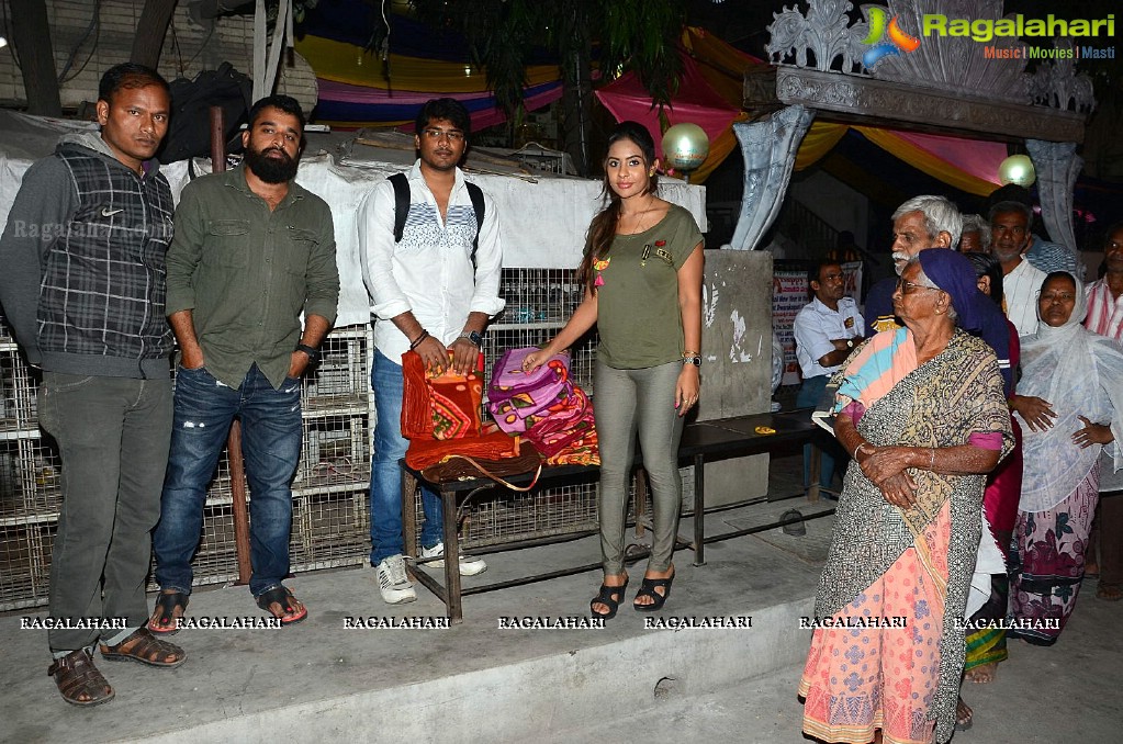 Sri Reddy (Aaptha Trust Director) distributes Blankets for Orphans at Sai Baba Temple, Punjagutta, Hyderabad
