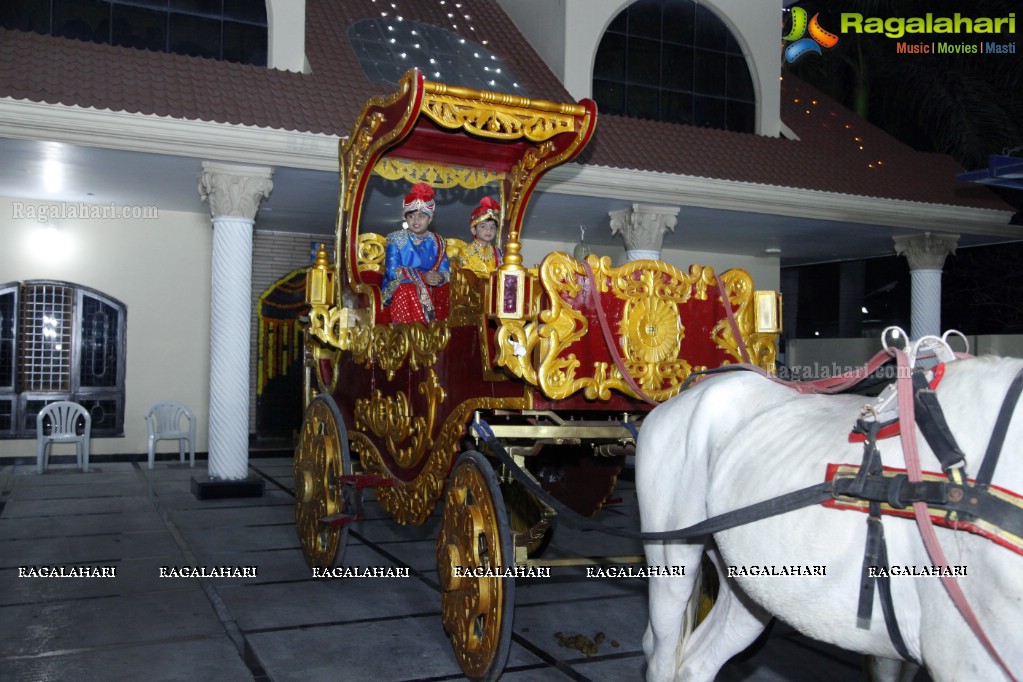 Grand Dhoti Ceremony of Vanga Tanush Reddy and Ayush Reddy at Vanga Ananth Reddy Gardens