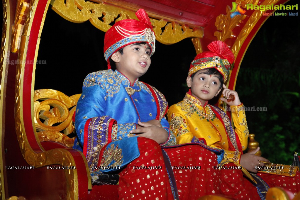 Grand Dhoti Ceremony of Vanga Tanush Reddy and Ayush Reddy at Vanga Ananth Reddy Gardens