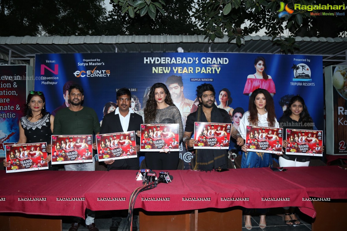 Revanth and Hamsa Nandini Unveil Bang Bang New Year Celebrations Poster @ Hotel 2 States in Jubilee Hills