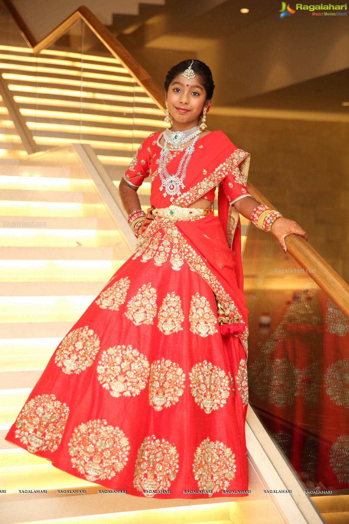 Kaushika Kondragunta’s Magnificent Half Saree Ceremony at Hotel Trident, Madhapur