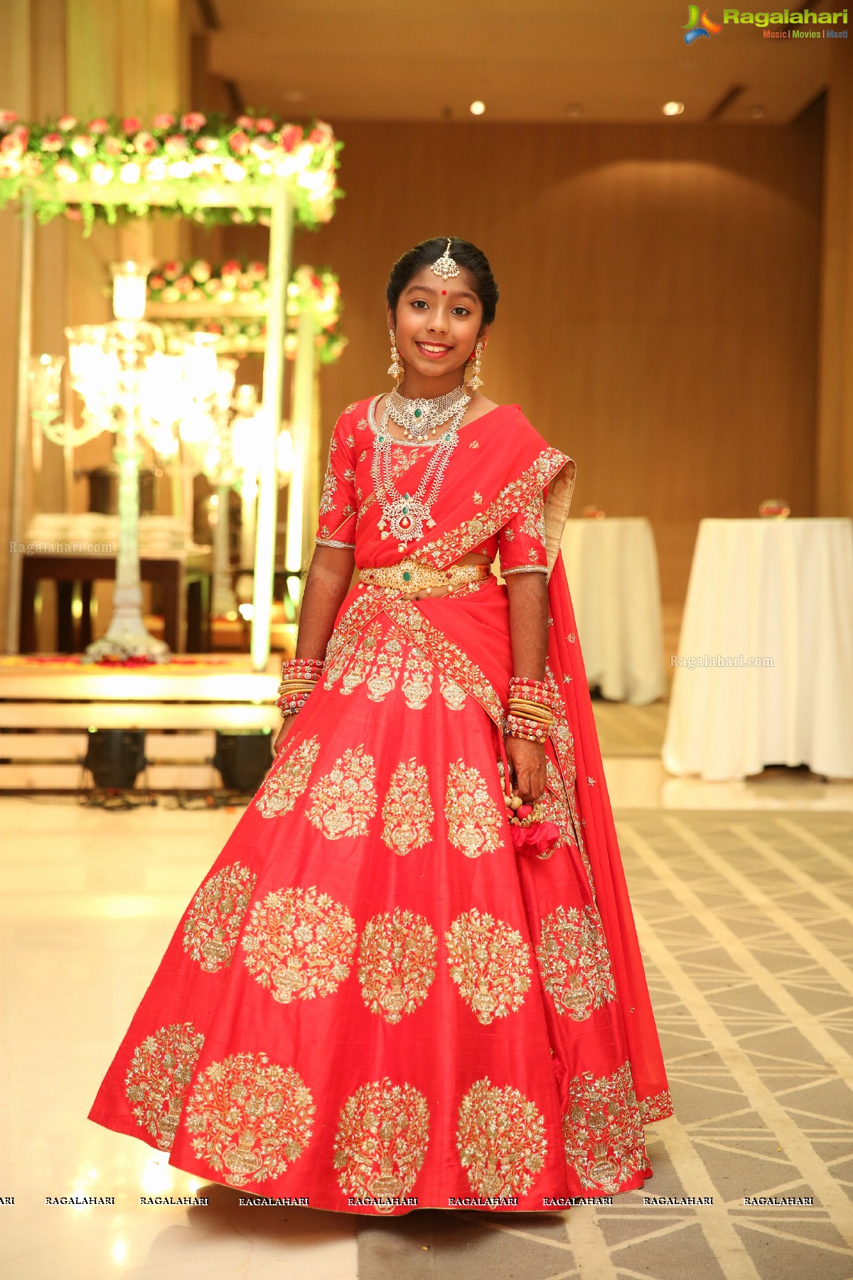 Kaushika Kondragunta’s Magnificent Half Saree Ceremony at Hotel Trident, Madhapur