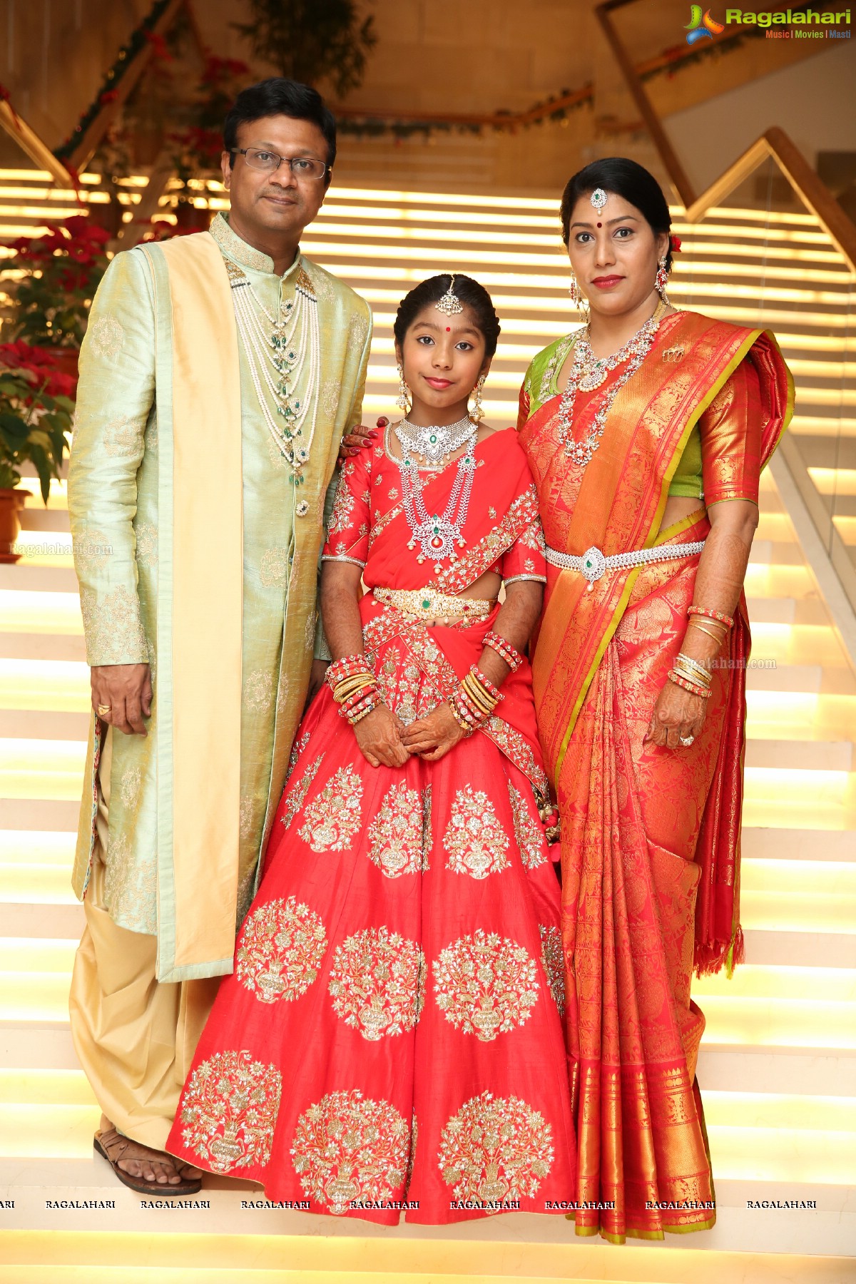 Kaushika Kondragunta’s Magnificent Half Saree Ceremony at Hotel Trident, Madhapur