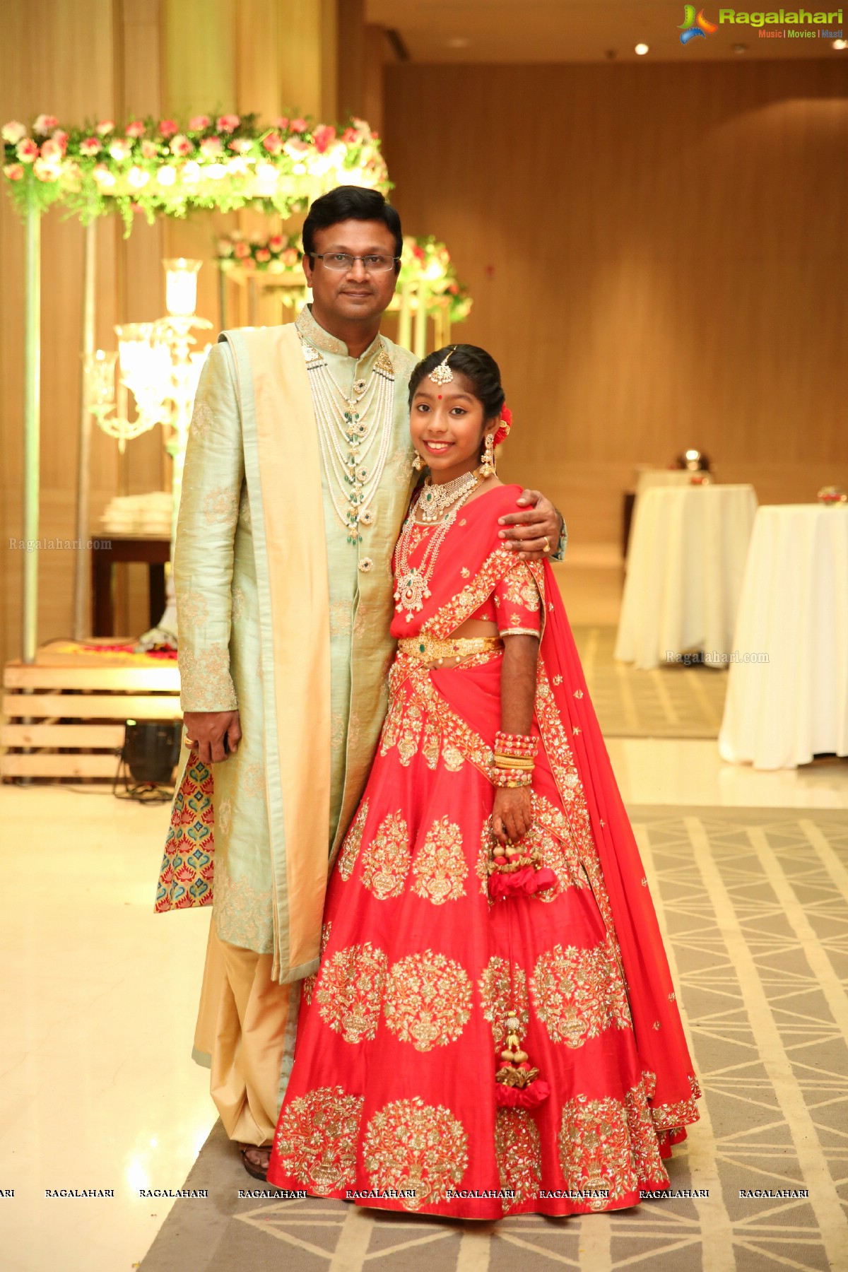 Kaushika Kondragunta’s Magnificent Half Saree Ceremony at Hotel Trident, Madhapur