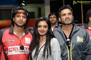 CCL 3 Telugu Warriors Team at LB Staidum, Hyderabad