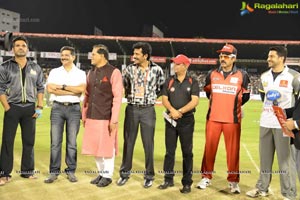 CCL 3 Telugu Warriors Team at LB Staidum, Hyderabad