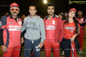 CCL 3 Telugu Warriors Team at LB Staidum, Hyderabad