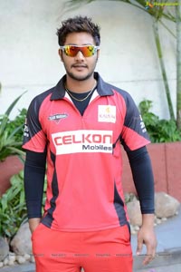 CCL 3 Telugu Warriors Team at LB Staidum, Hyderabad