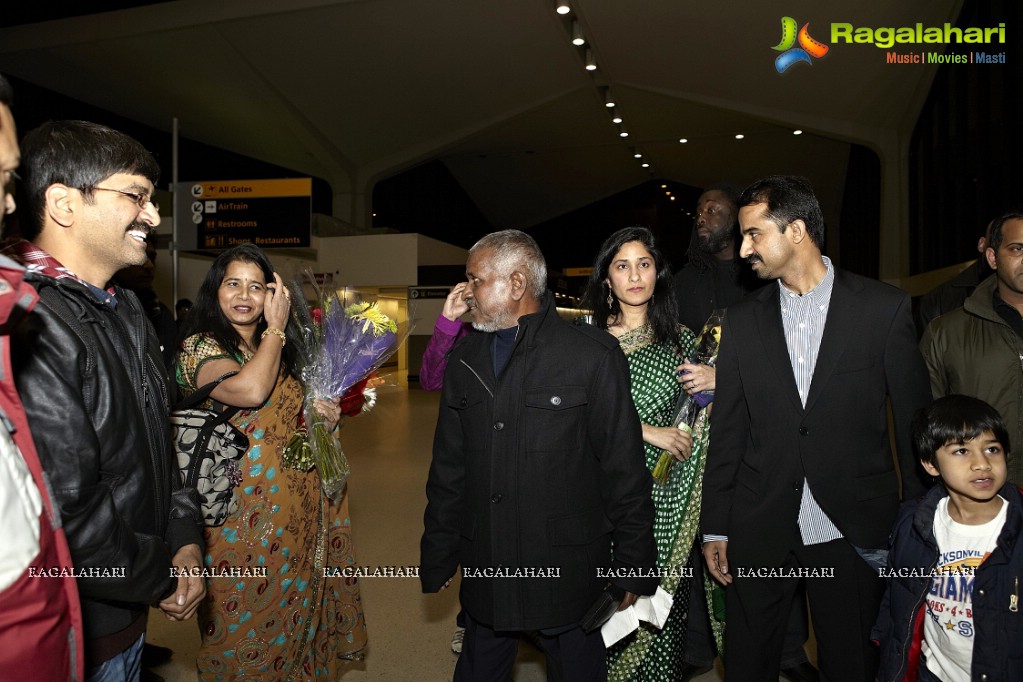 Ilaiyaraaja and Yuvan Shankar Raja arriving in Newark International Airport