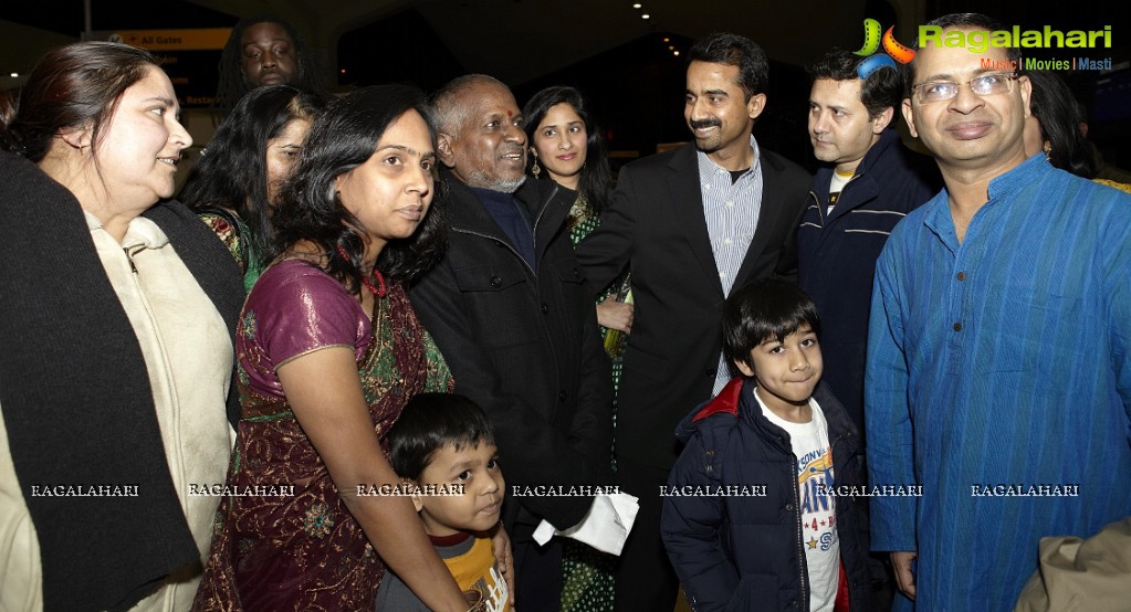 Ilaiyaraaja and Yuvan Shankar Raja arriving in Newark International Airport