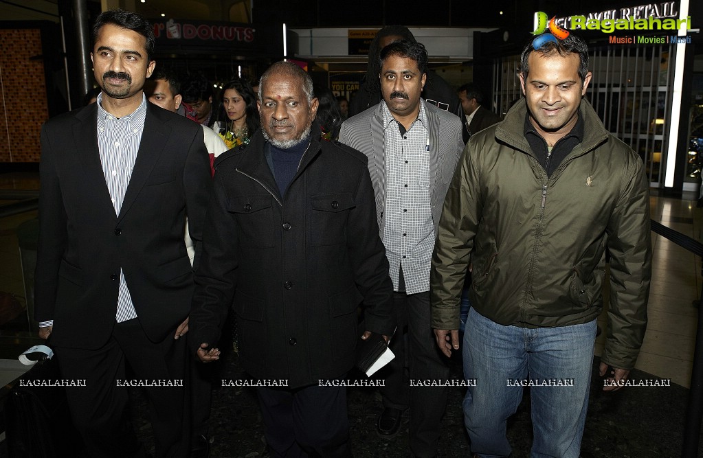 Ilaiyaraaja and Yuvan Shankar Raja arriving in Newark International Airport