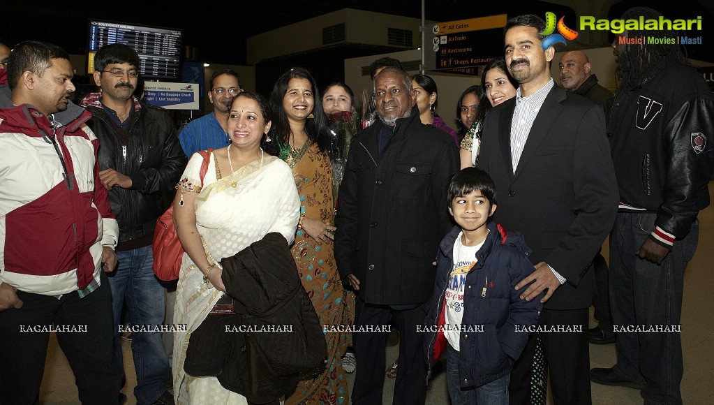 Ilaiyaraaja and Yuvan Shankar Raja arriving in Newark International Airport