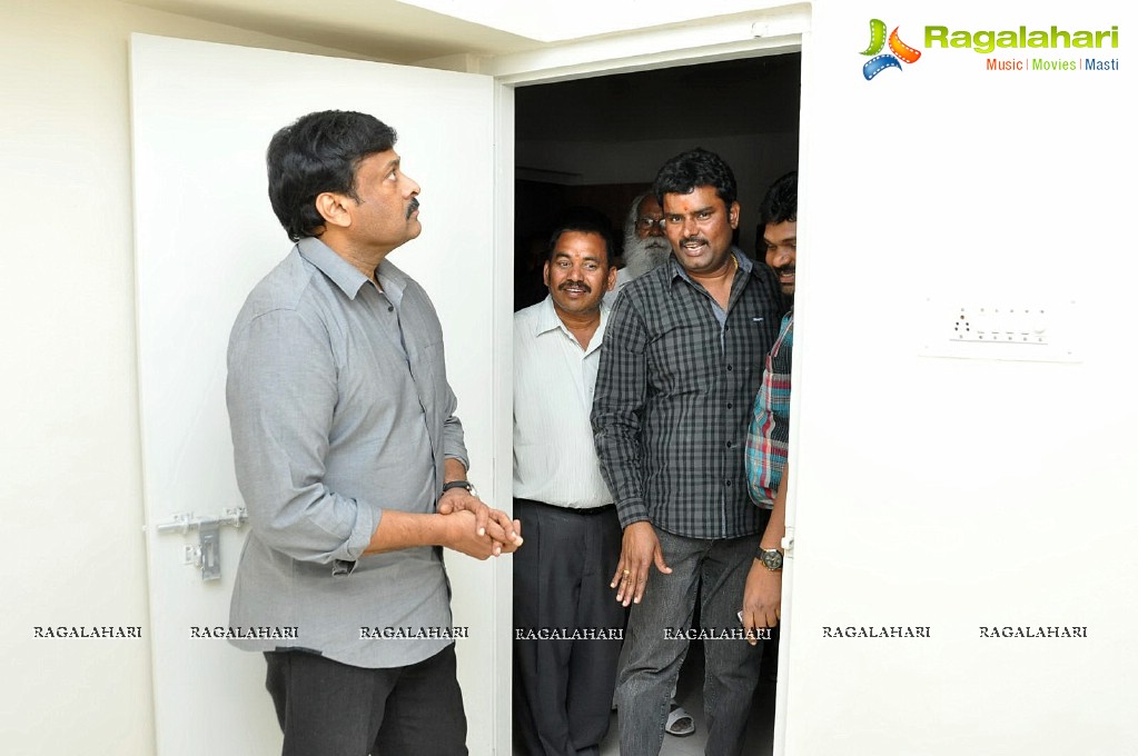 Chiranjeevi visits AP Cine Workers Co-Operative Housing Society Chitrapuri Colony, Hyderabad