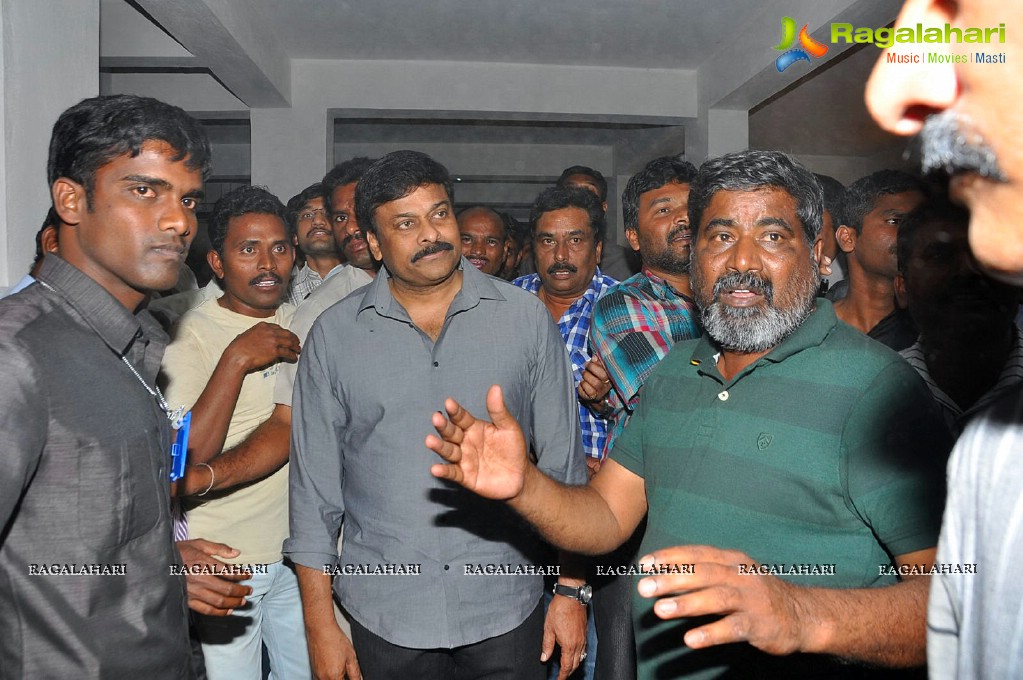 Chiranjeevi visits AP Cine Workers Co-Operative Housing Society Chitrapuri Colony, Hyderabad