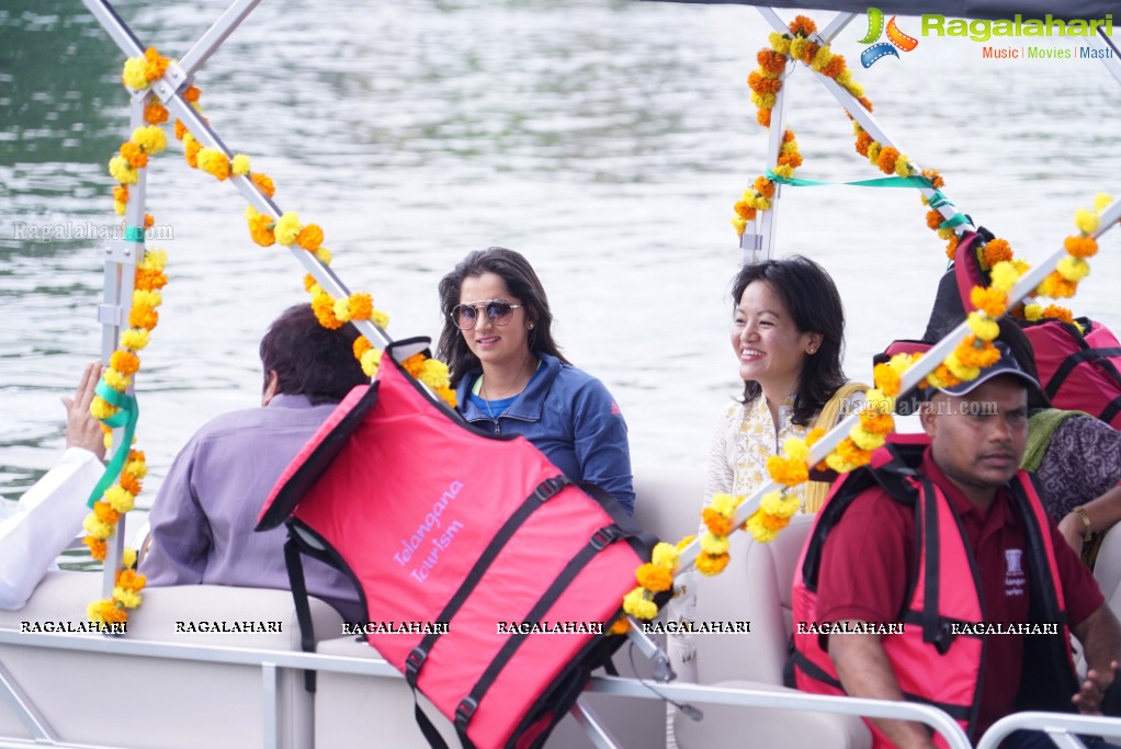 Telangana Tourism' Catamaran Luxury Yacht Launch by Sania Mirza at Lumbini Park, Hyderabad