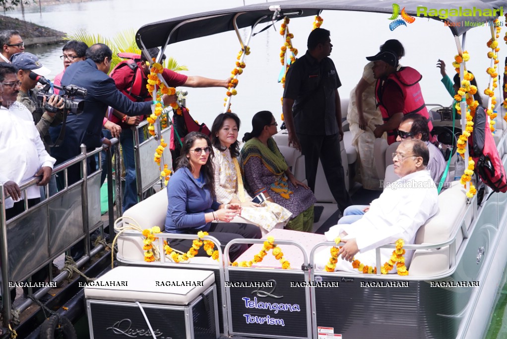 Telangana Tourism' Catamaran Luxury Yacht Launch by Sania Mirza at Lumbini Park, Hyderabad