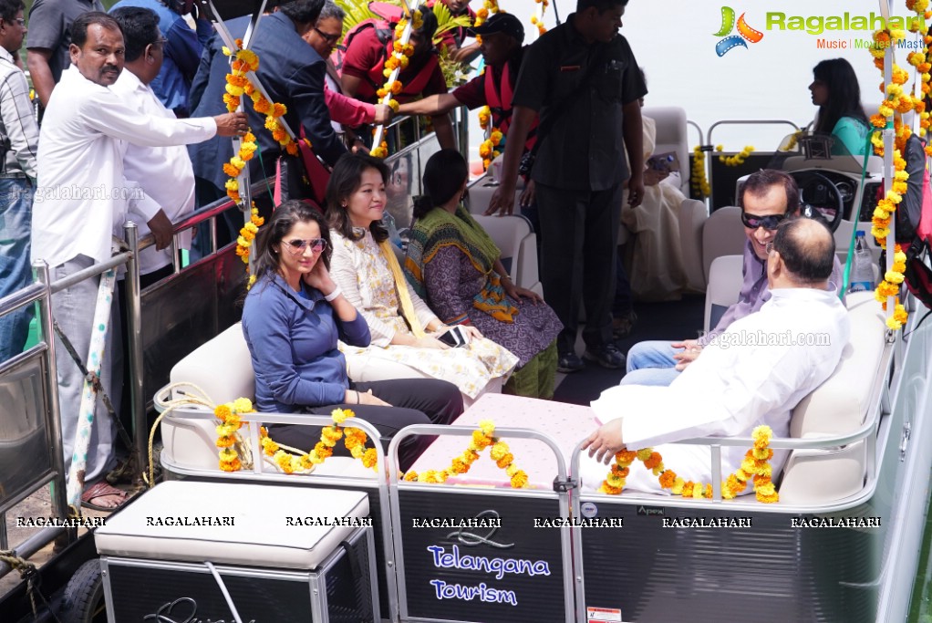 Telangana Tourism' Catamaran Luxury Yacht Launch by Sania Mirza at Lumbini Park, Hyderabad