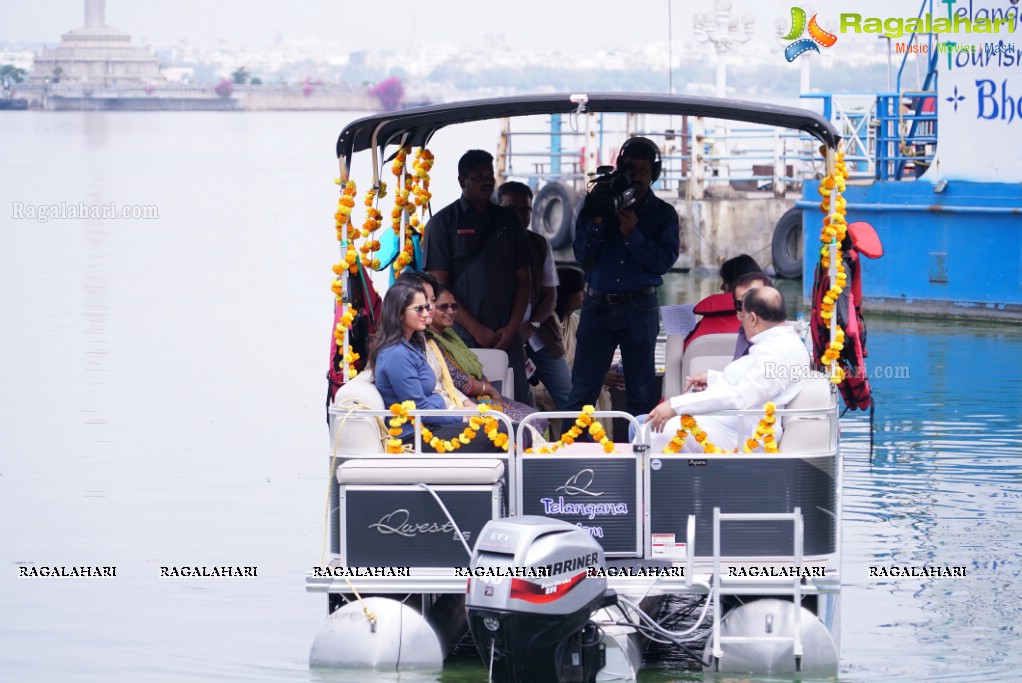 Telangana Tourism' Catamaran Luxury Yacht Launch by Sania Mirza at Lumbini Park, Hyderabad