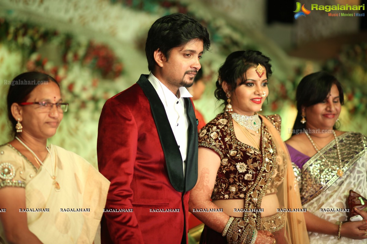 Grand Wedding Reception of Vishnu Vardhini and Anup Chand at D Lake View Resort, Hyderabad