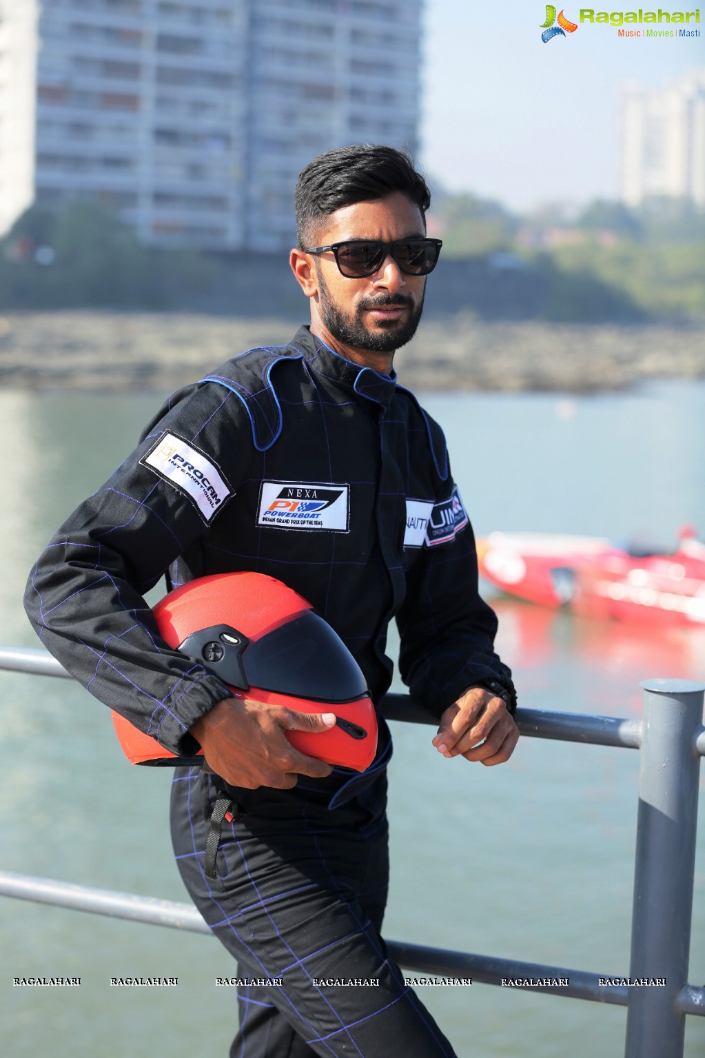 Gaurav Gill and CS Santosh with Nexa P1 Powerboat