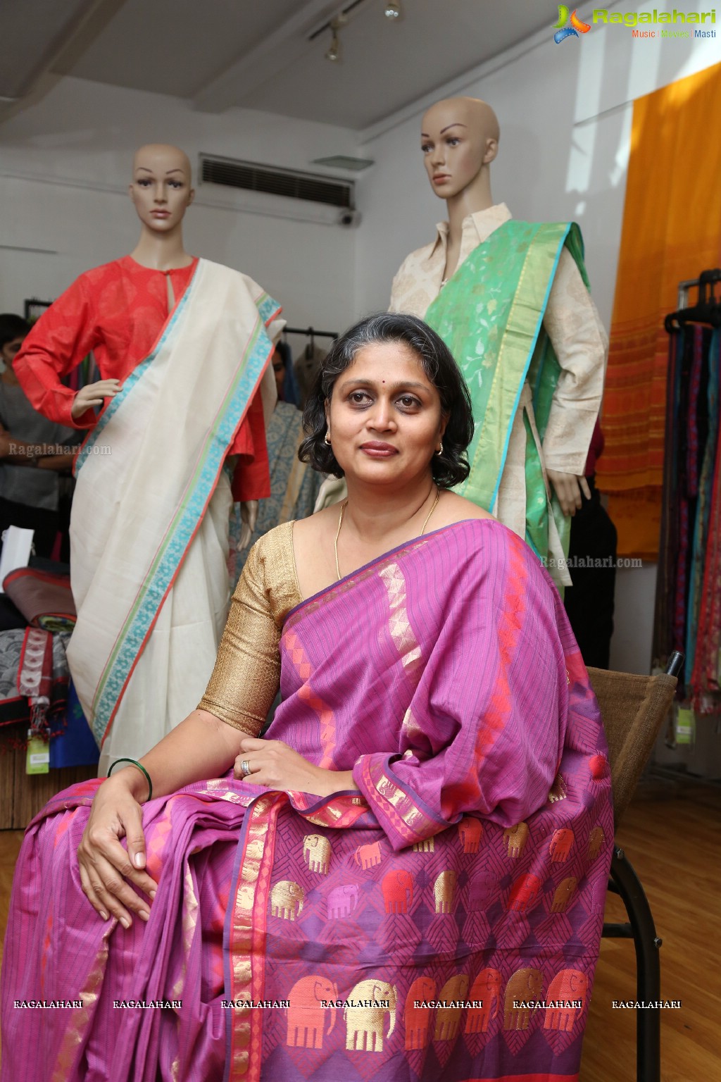 Launch of Exclusive Exhibition of Organic Sarees by Vijayalakshmi Nachiar at Beyond Coffee, Hyderabad