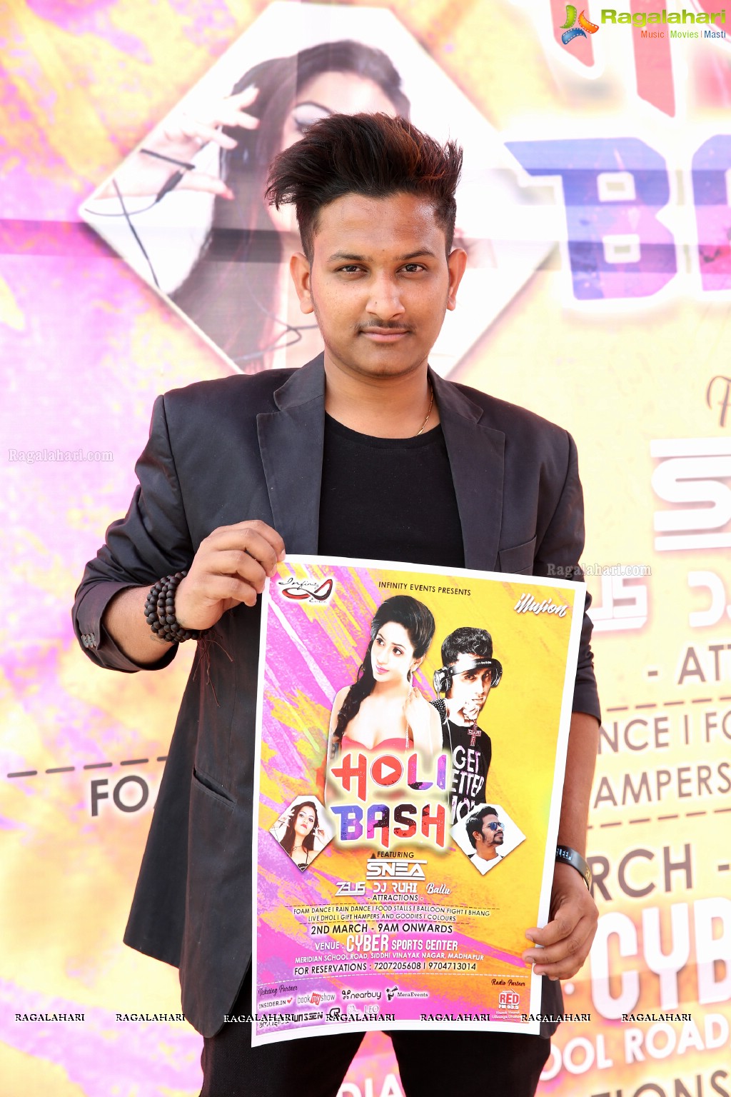 Holi Bash Poster Launch by Infinity Events and Team Illusion at Cyber Sports Center