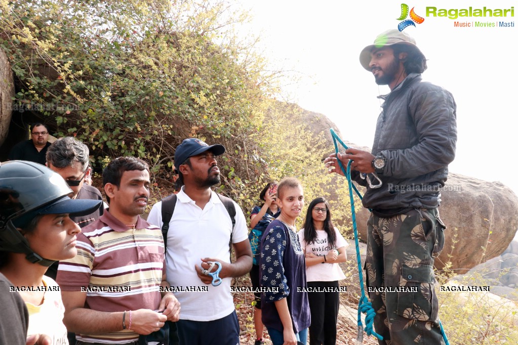 Firefox Bikes with Adventures Beyond Barriers - Wall Climbing Activity at Khajaguda Rock Climbing