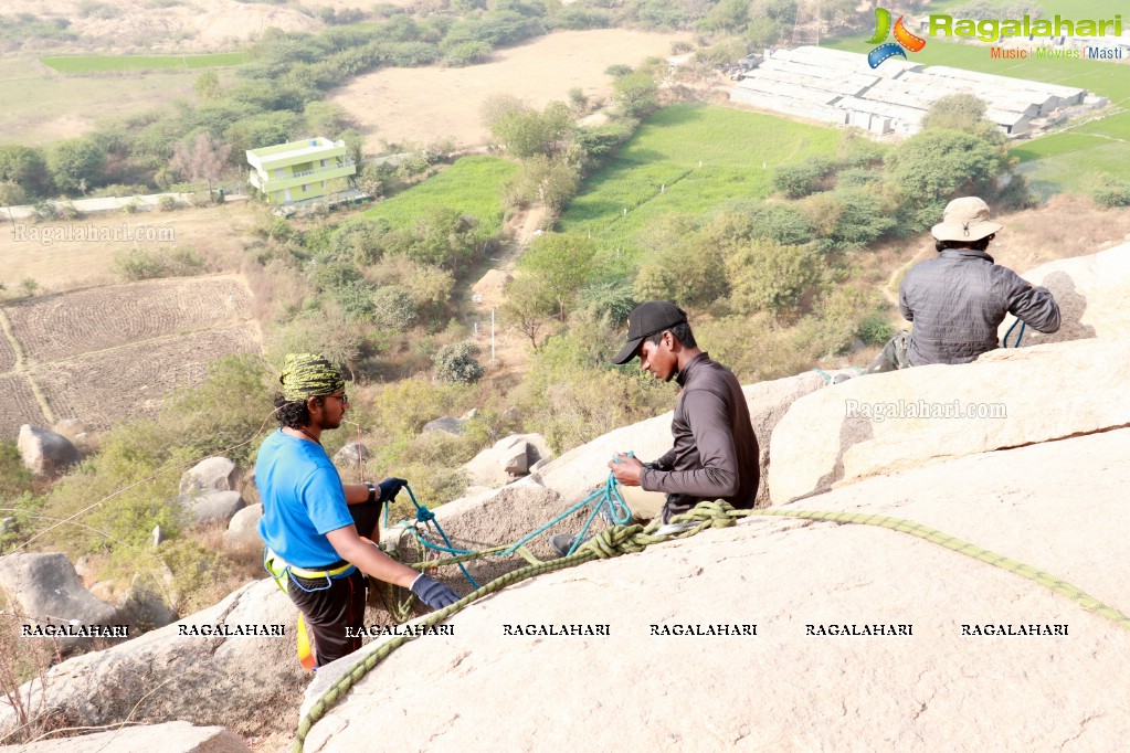 Firefox Bikes with Adventures Beyond Barriers - Wall Climbing Activity at Khajaguda Rock Climbing