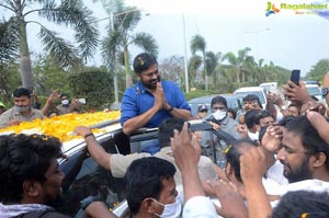 Megastar Chiranjeevi At Rajahmundry For Acharya Shoot