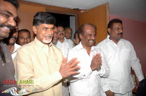 Rajinikanth, Chandrababu Naidu watched Shivaji Preview @ Prasad labs