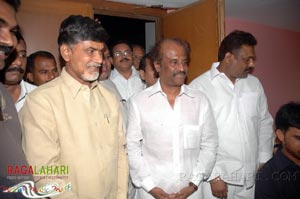 Rajinikanth, Chandrababu Naidu watched Shivaji Preview @ Prasad labs