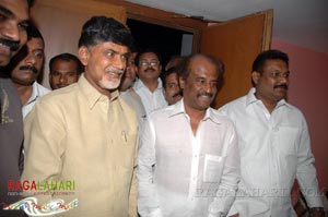 Rajinikanth, Chandrababu Naidu watched Shivaji Preview @ Prasad labs