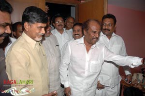 Rajinikanth, Chandrababu Naidu watched Shivaji Preview @ Prasad labs