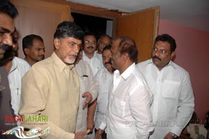 Rajinikanth, Chandrababu Naidu watched Shivaji Preview @ Prasad labs