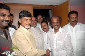 Rajinikanth, Chandrababu Naidu watched Shivaji Preview @ Prasad labs