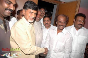 Rajinikanth, Chandrababu Naidu watched Shivaji Preview @ Prasad labs