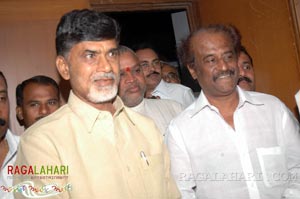 Rajinikanth, Chandrababu Naidu watched Shivaji Preview @ Prasad labs