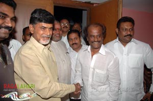 Rajinikanth, Chandrababu Naidu watched Shivaji Preview @ Prasad labs