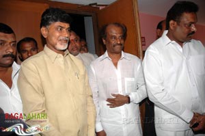 Rajinikanth, Chandrababu Naidu watched Shivaji Preview @ Prasad labs