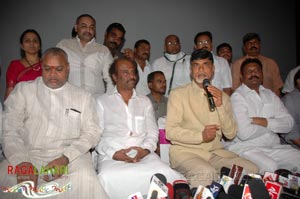 Rajinikanth, Chandrababu Naidu watched Shivaji Preview @ Prasad labs